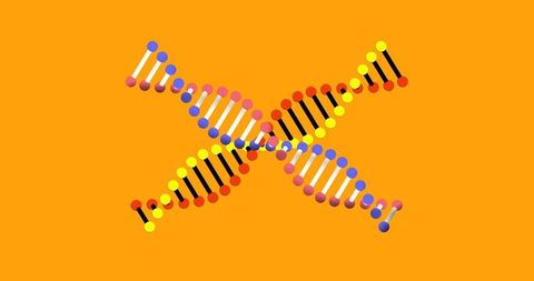 Abstract DNA Chain on Vibrant Orange Background
