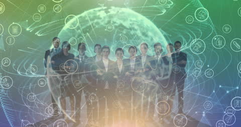 Interconnected Global Team in Digital Networking Concept