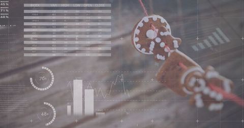 Christmas Decoration Merged with Digital Charts and Data Visualization