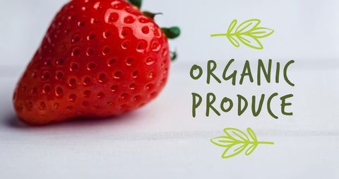 Fresh Organic Strawberry with Healthy Produce Message - Download Free Stock Images Pikwizard.com