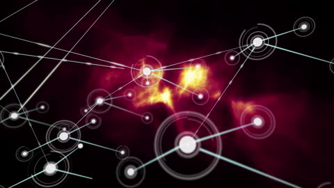 Futuristic Network of Digital Connections on Red Background