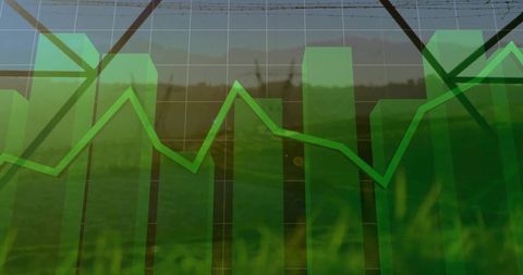 Renewable Energy Statistics Overlaid on Grass Field