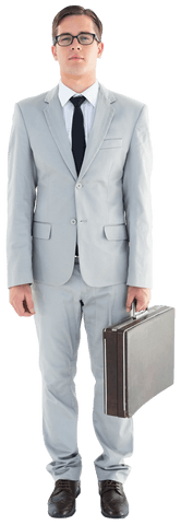 transparent geeky businessman holding briefcase with confidence - Download Free Stock Videos Pikwizard.com