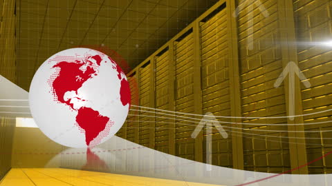 Global Network Data Flow Represented in Modern Server Room