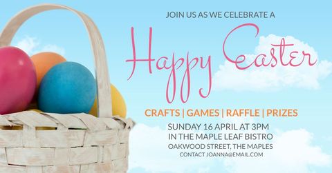 Easter basket with colorful eggs perfect for festive invitations
