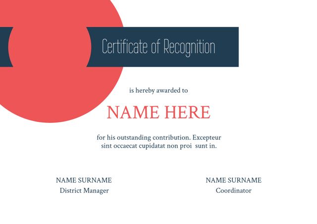 Elegant Certificate of Recognition Template with Red Seal - Download Free Stock Templates Pikwizard.com