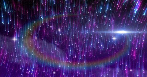 Vibrant Stellar Rain with Neon Pink and Blue Lights