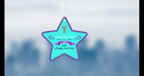 Christmas gift tag with festive holiday decoration