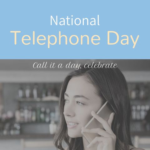 National Telephone Day Celebration with Smartphone User - Download Free Stock Templates Pikwizard.com