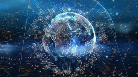 Global Network Connections in Digital World Visualization