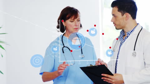 Doctors Analyzing Medical Data with Thoughtful Expressions