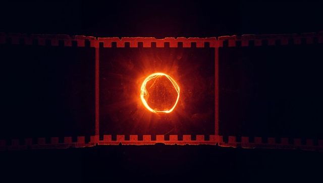Futuristic Glowing Energy Ring in Digital Filmstrip