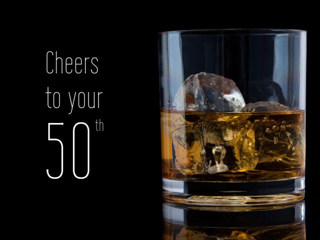 Celebrating a Milestone: Whiskey with Ice for 50th Birthday - Download Free Stock Templates Pikwizard.com