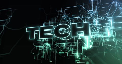 futuristic glowing tech text with digital grids - Download Free Stock Images Pikwizard.com