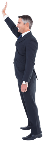 full length side view of businessman waving on transparent background - Download Free Stock Videos Pikwizard.com