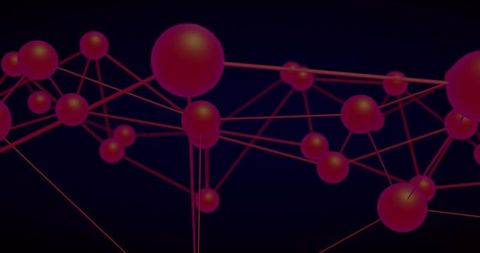 Futuristic Red Spheres in Digital Network Connection