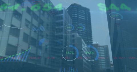 Financial Data Processing with Cityscape Background - Download Free Stock Images Pikwizard.com