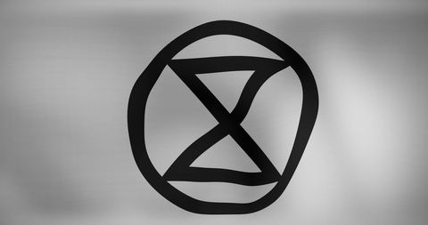 Extinction symbol on waving white flag