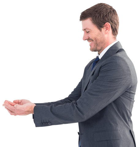 Professional Man in Suit Holding Empty Hands Offering Help - Download Free Stock Videos Pikwizard.com
