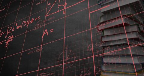 Mathematical concepts animation with rotating books