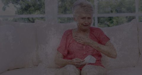 Senior Woman with Mental Health Reflection Concept