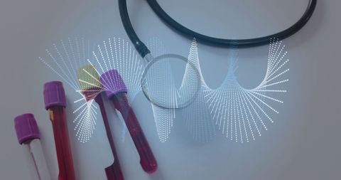 Dna visualization with blood samples and stethoscope
