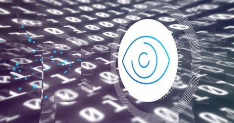 Data Processing with Digital Eye Icon over Technology Background - Download Free Stock Images Pikwizard.com