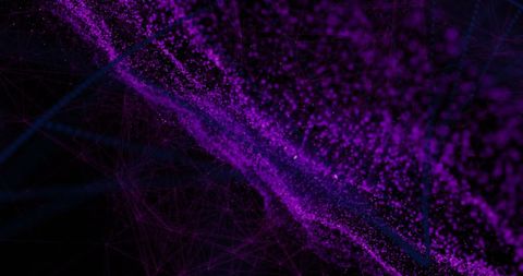Abstract Digital Purple Particle Wave on Black Background