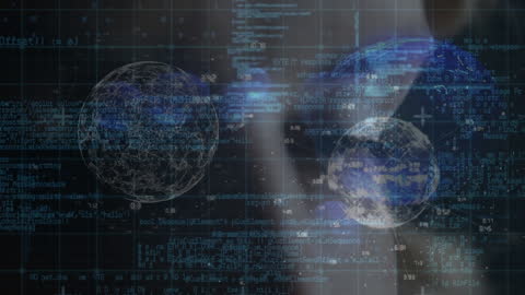 Digital Financial Data with Futuristic Globes Visualization