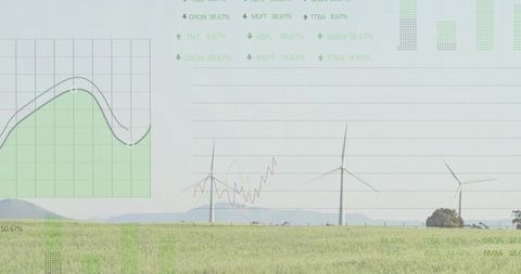 Wind turbines with transparent financial data overlay