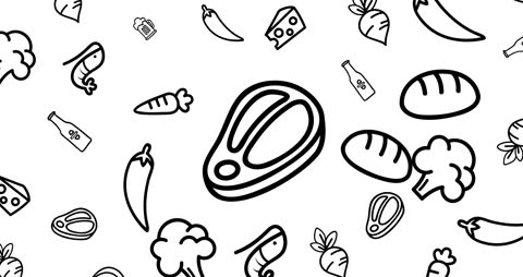 Food Icons Animated Seamless Pattern