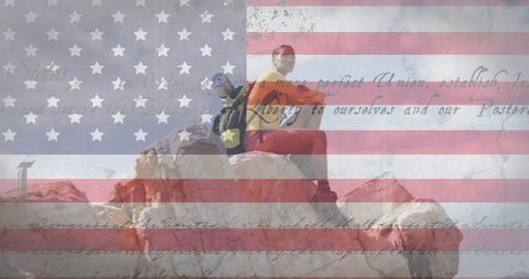 Celebration of patriotism with american flag overlay