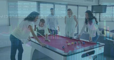 Corporate team building with data-driven innovation and collaboration