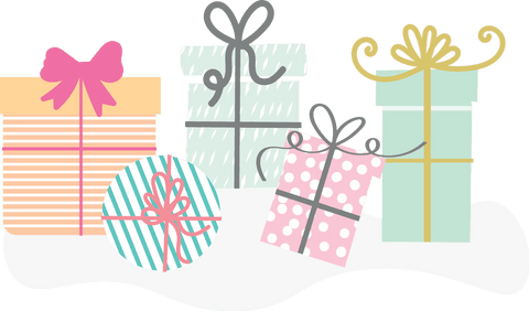 Colorful transparent gift boxes isolated party celebration