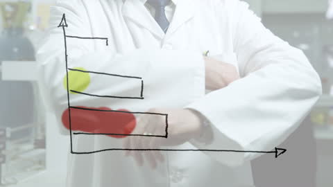 Graph Overlay on Scientist Analyzing Data in Laboratory