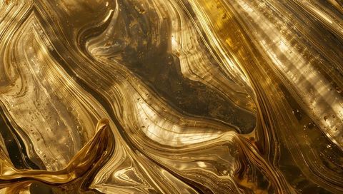Liquid gold ribbons flowing abstract metallic swirls glossy luxury background texture
