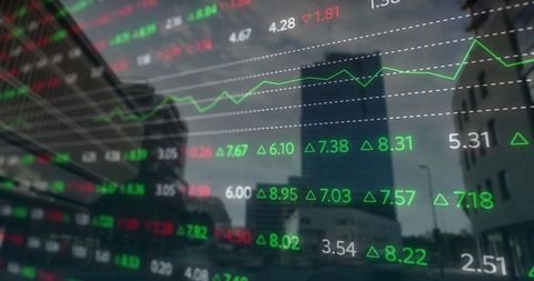 Stock Market Trends Transparent Over Modern Cityscape