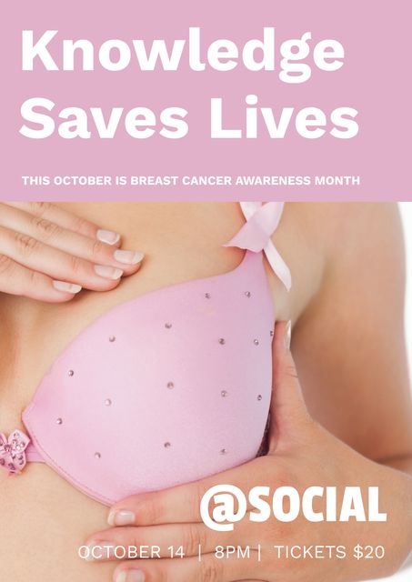 Woman with Pink Ribbon Promoting Breast Cancer Awareness Month - Download Free Stock Templates Pikwizard.com