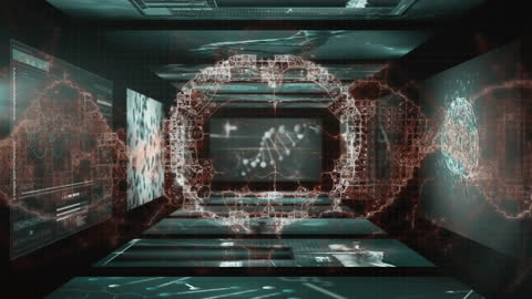 Futuristic Digital Brain and Data Interface Concept