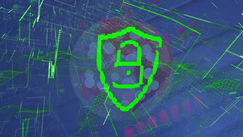 Digital Security Network with Green Shield Concept Icon