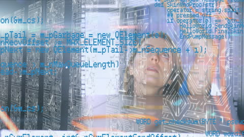 Futuristic Data Processing with Woman in High-Tech Environment