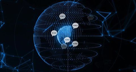 Futuristic global network with digital communication nodes