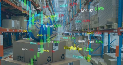 Global Economic Data Visualization in Industrial Warehouse