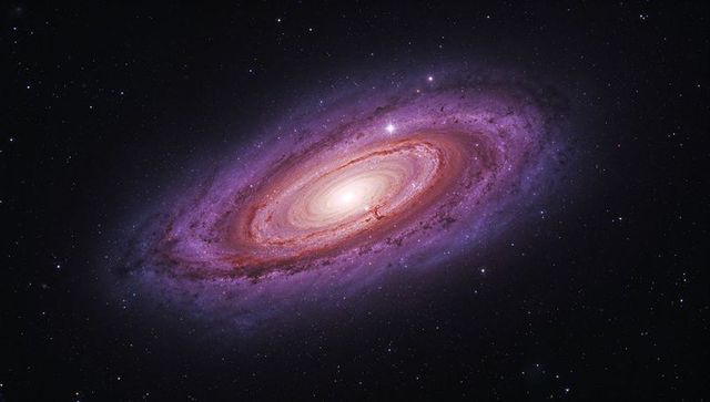 Vivid Spiral Galaxy Glowing in Deep Space