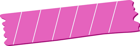 Pink washi tape with diagonal stripes on transparent background