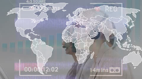 Global Call Center Concept with Interactive World Map