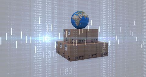 Global Shipping with Data Analysis Overlay - Download Free Stock Images Pikwizard.com