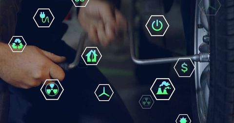 Mechanic Tightening Car Wheel with Eco-Friendly Concepts