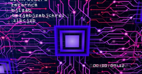 Neon Circuit Board with Data Code on Digital Grid - Download Free Stock Images Pikwizard.com