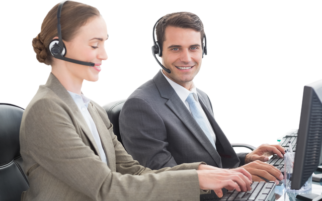 Transparent Business Professionals Using Headsets Working Together - Download Free Stock Videos Pikwizard.com